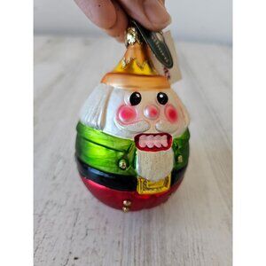 Christborn glass nutcracker ornament Xmas tree roly poly